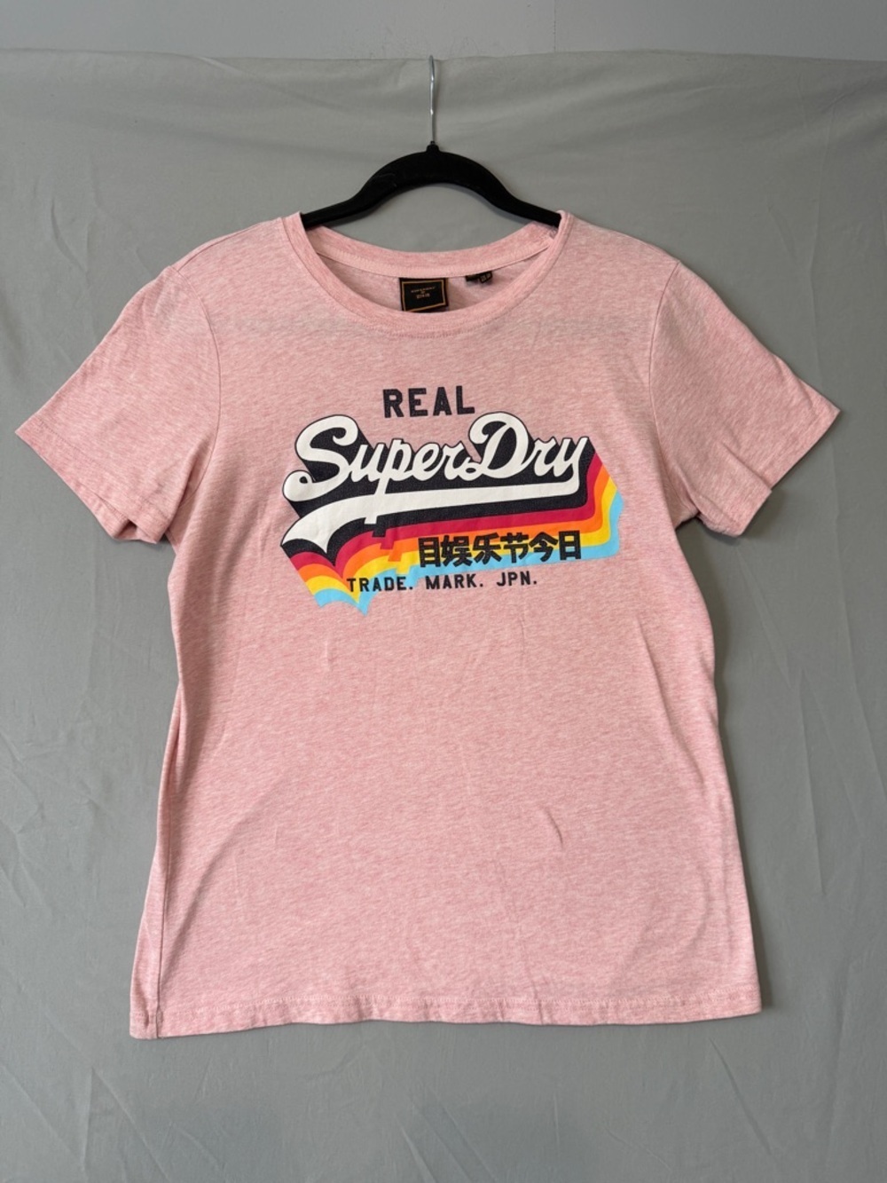 Superdry Womens Vintage Logo T-Shirt 6 Pink Cotton Short Sleeve Soft Crewneck